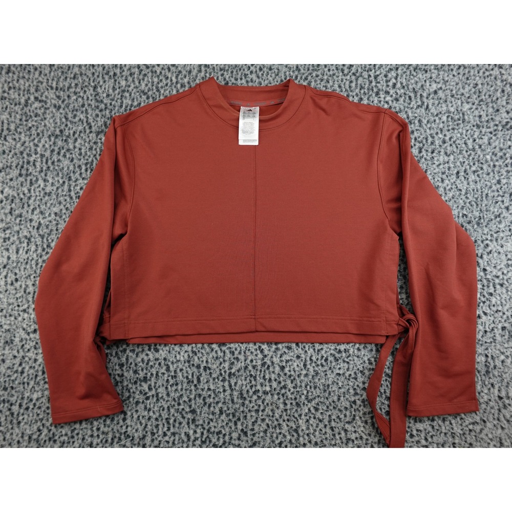 Adidas Cropped Sweatshirt Womens S Rust‎ Excellent Aeroready Side Tie JD4213